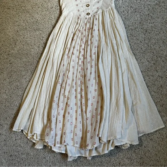 Free People AMANDA METALLIC LUREX STRIPE Strapless Cotton DRESS (M) in cream - Picture 7 of 12